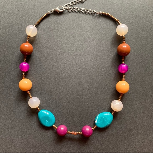 Colorful Glass & Acrylic Bead Necklace - Picture 2 of 6